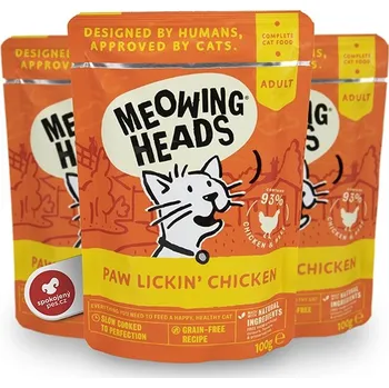 Krmivo pro kočku Meowing Heads kapsička Paw Lickin’ Chicken 100 g SET 4+1 ZDARMA