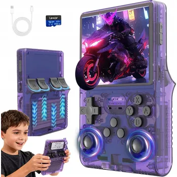 Herní konzole R40S RETRO KONZOLE 30000 HER MINI PŘENOSNÁ HERNÍ KONZOLE 256GB FIALOVÁ