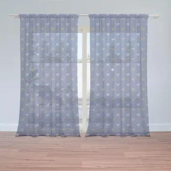 Záclona Sablio Záclony Srdíčka na modré: 2ks 150x250cm