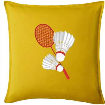 Polštář Badminton - pálka a košík - Polštář 50x50 - 50x50 - Pouze potah ( Žlutá )