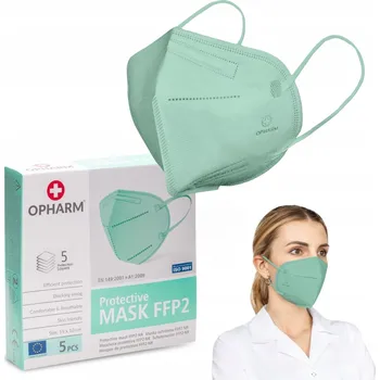 respirátor OPHARM Ochranná maska FFP2 tyrkysová, 5 ks