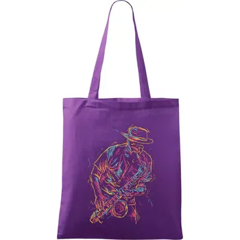 Jazz saxofon splash - Taška bavlněná - 42 x 38 cm ( Fialová )