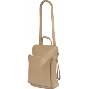 Kabelka Beltimore Kožený batoh dámský kabelka 2v1 elegantní A4 italský prostorný béžová