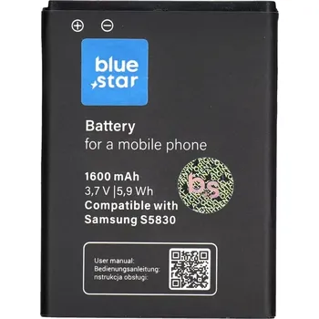Baterie pro mobilní telefon Náhradní baterie Samsung S5830 Galaxy Ace / Galaxy Gio S5670 1600 mAh (Náhradní baterie Blue Star Premium 1600 mAh – pro Samsung Galaxy Ace S5830 / Gio S5670, Li-ion články, ochrana IC, bez paměťového efektu)