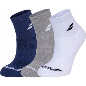 Pánské oblečení PONOŽKY BABOLAT QUARTER 3 PÁRY BÍLÁ/MODRÁ/ŠEDÁ 43-46