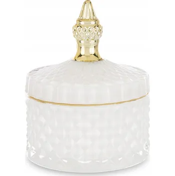 Dóza na potraviny Dekorativní skleněná dóza bílo-zlatá - motiv cirkus