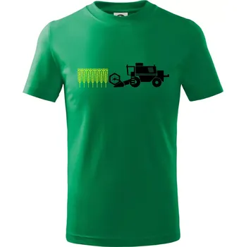 Kombajn sklizeň - Tričko dětské bavlněné - 98 cm / 2 roky ( Středně zelená )