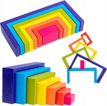 ostatní stavebnice STAVEBNICE DŘEVĚNÉ LOGICKÁ HRA DOVEDNOSTNÍ DUHA