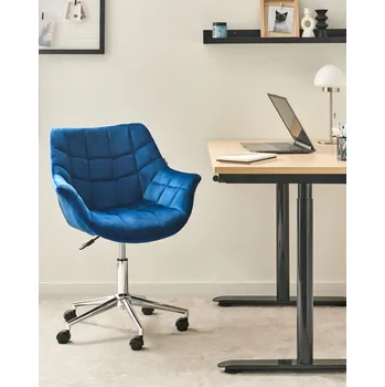 Kancelářské otočné křeslo námořnická modrá sametové čalounění nastavitelná výška kancelář Beliani