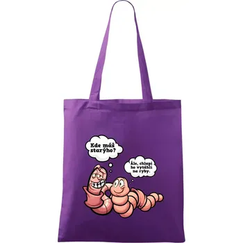Žížaly na rybách - Taška bavlněná - 42 x 38 cm ( Fialová )