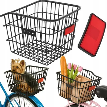 košík na kolo Košík na kolo zadní na nosič kovový černý s odrazkou