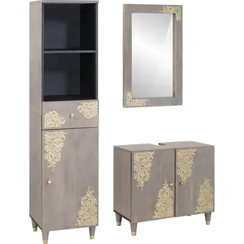 Koupelnový nábytek Sada koupelnového nábytku Nástěnný 3 pcs Šedá 62 x 33 x 58 cm Šedá3310154