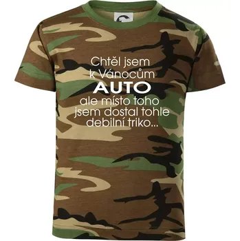 Chlapecké tričko Chtěl jsem k Vánocům auto - Dětské maskáčové triko - 146 cm/10 let ( Hnědý maskáč )