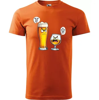 Sablio Tričko s potiskem Mě má rád víc - pivo vs. bourbon - oranžové M