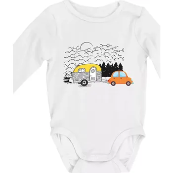 S obytňákem v lese - Body kojenecké s dlouhým rukávem - Dlouhý r. 3-6 měs ( Bílá )