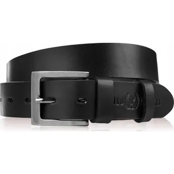 Opasek ČERNÝ PÁNSKÝ KOŽENÝ PÁSEK – KLASICKÁ STŘÍBRNÁ SPONA – 100 CM