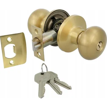 Dveřní kování Klika ke dveřím Mosaz satén s mechanismem zámku (hotelová)