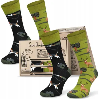 Pánské ponožky Comodo Lovecké bavlněné ponožky v krabičce pro myslivce - 2 páry 43-46 vícebarevná