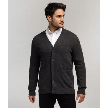 Pánský svetr Lee Cooper SVETR M JUAN 1813 TMAVĚ ŠEDÝ MELÍR šedý výstřih do V velikost M