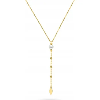 Náhrdelník ZLATÝ ŘETÍZEK Dámský NÁHRDELNÍK pr. 585 Kravata Perla a kuličky 14k