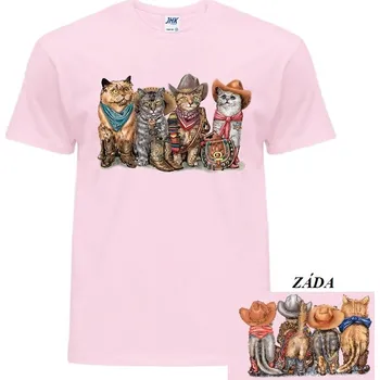 Pánské oblečení bavlnene_panske_vtipne_tricko_potisk_kovboj_kocky Barva: Pink - růžová, velikost: XS