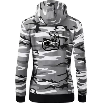 Dámská mikina Beton svaly - Dámská mikina trendy zipper s kapucí - S ( Šedý maskáč )