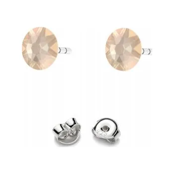 Náušnice Stříbrné Náušnice 925 s krystaly Swarovski Rose 4,5mm Ivory Cream Delite