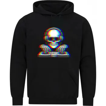 Pánská mikina Pánská mikina DJ Kostlivec Glitch Skull DJ (Velikost: 5XL, Barva: Černá)