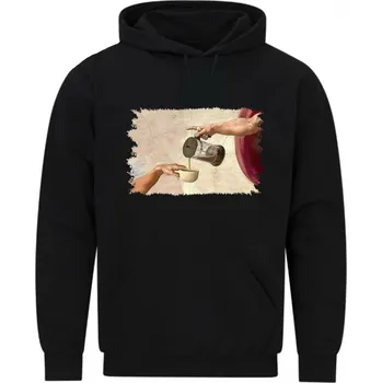 Pánská mikina Pánská mikina Spojení Boha s Kávou (Velikost: 5XL, Barva: Černá)