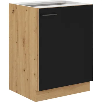 Kuchyňská skříňka Spodní kuchyňská skříňka MONRO 60 D 1F BB, 1-dveřová, černý mat/dub artisan