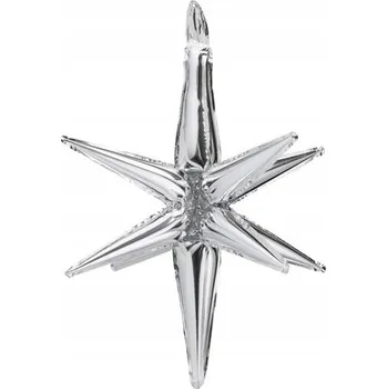 Balónek FÓLIOVÝ BALÓN HVĚZDA 3D NA PÁRTY 105cm STŘÍBRNÝ FB258M-018 PARTYDECO