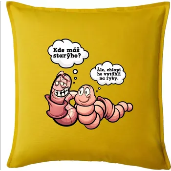 Polštář Žížaly na rybách - Polštář 50x50 - 50x50 - Pouze potah ( Žlutá )