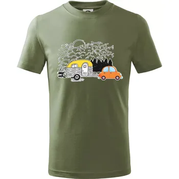 Chlapecké tričko S obytňákem v lese - Tričko dětské bavlněné - 158 cm/12 let ( Khaki )