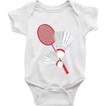 Kojenecké oblečení Badminton - pálka a košík - Body kojenecké s krátkým rukávem - Krátký r. 12-18 měs ( Bílá )