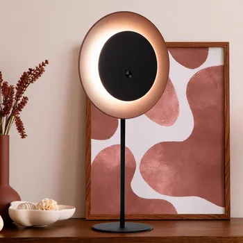 Lampička Näve LED stolní lampa na baterie Solan, černá/hnědá, solární, IP54 - Ø základna 11,8 cm, délka USB nabíjecího kabelu 100 cm LED 1 W celkem - Doprava zdarma