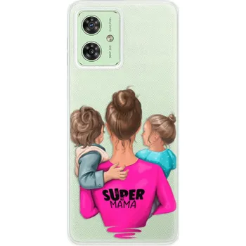 Pouzdro na mobilní telefon Silikonový obal iSaprio - Motorola Moto G54 5G - Super Mama - Boy and Girl (Silikonový obal, kryt a pouzdro iSaprio - Motorola Moto G54 5G - Super Mama - Boy and Girl - stylová ochrana telefonu, pružný TPU materiál, odolný UV potisk, česká výroba)