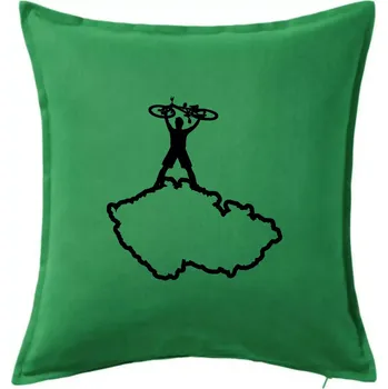 Polštář Mapa ČR - cyklista na prsou - Polštář 50x50 - 50x50 - Pouze potah ( Středně zelená )