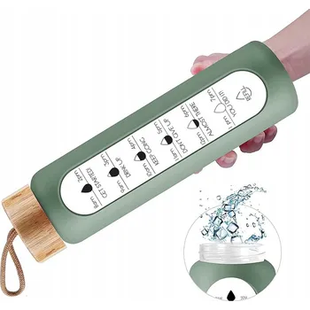 SKLENĚNÁ LÁHEV NA PITÍ VODY LAHEV NA PITÍ MOTIVAČNÍ S ODMĚRKOU 1L 1000ML