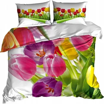 Povlečení Bavlna saténové Povlečení 140x200 cm BAREVNÉ TULIPÁNY