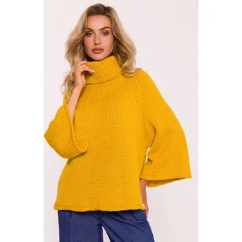 Dámský svetr MOE dámský svetr žlutý oversize k bokům univerzální velikost