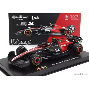 autíčko Bburago Alfa romeo F1 C43 Team Stake N 24 Season 2023 Guanyu Zhou 1:43, černá