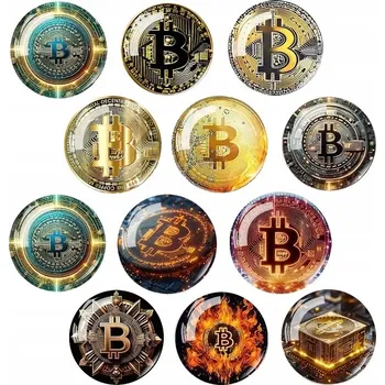 Obraz Skleněný Magnet na Lednici Bitcoin BTC - Mix Vzorů