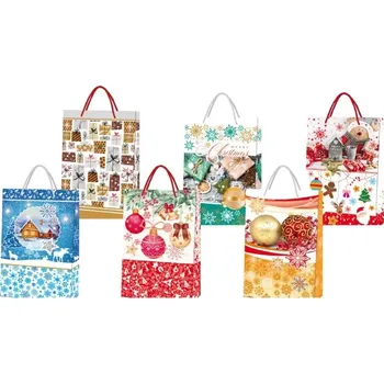 Dárková taška Dárková taška L s glitry Vánoce - mix 360 x 230 x 100 mm (T LG va)