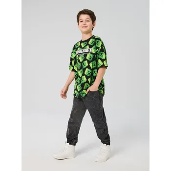 Dětská móda Sinsay - Bavlněné tričko s nápisem Minecraft - černá - 121HW-99X - 121HW-99X-146