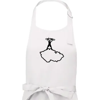 Kuchyňská zástěra Mapa ČR - cyklista na prsou - Dámská zástěra na vaření - Univerzální velikost ( Bílá )