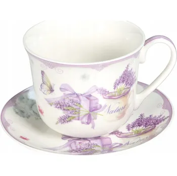 Porcelánový Šálek LIVELLO 400 ml JUMBO s podšálkem 15,5 cm - LEVANDULOVÁ