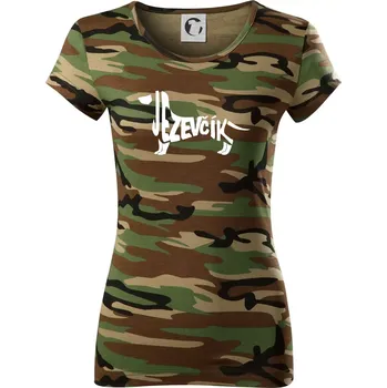 Dámské tričko Jezevčík - CZ - Dámské maskáčové triko - S ( Hnědý maskáč )