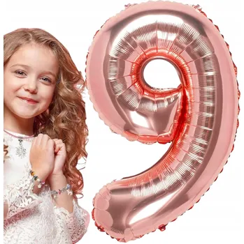 Balónek FÓLIOVÝ BALÓNEK ČÍSLICE 9 RŮŽOVÉ ZLATO 17'' NAROZENINY 42 cm