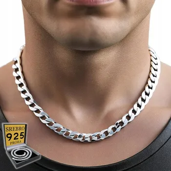 Řetízek Elegantní Stříbrný Řetízek Męski Pancr Kubański STŘÍBRO 925 Diamantovaný