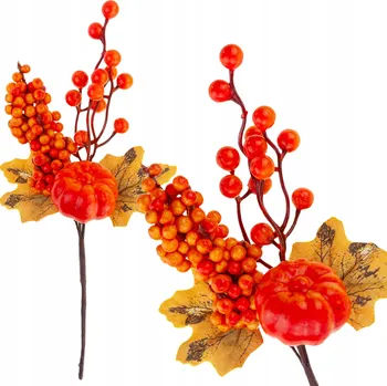 umělá květina Dekorativní Větvička s dýní 31cm podzimní dekorace, věnec, kompozice dekorace